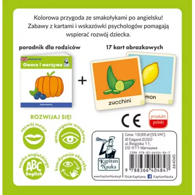 Angielski. Owoce i warzywa. Karty obrazkowe i poradnik. Kapitan Nauka
