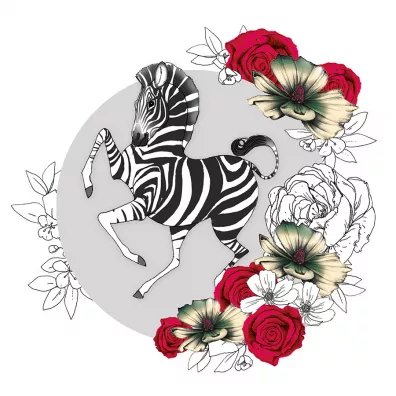 Clear Creations Karnet Swarovski kwadrat CL1425 Zebra kwiaty