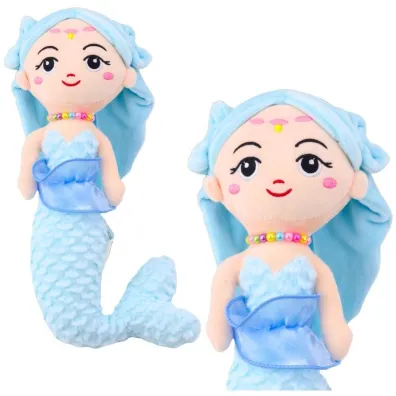 Syrenka pluszowa z koralami niebieska 32cm LeanToys