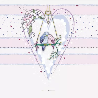 Clear Creations Karnet Swarovski kwadrat CL0224 Ptaszki w sercu