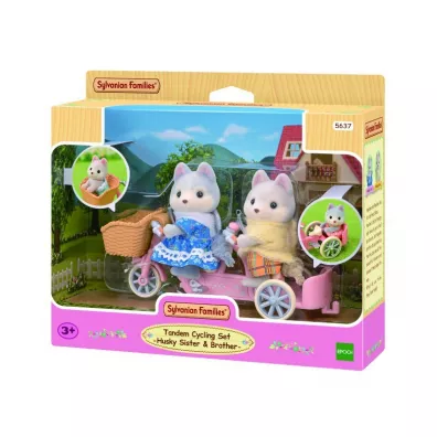 Sylvanian Pieski Husky na rowerze