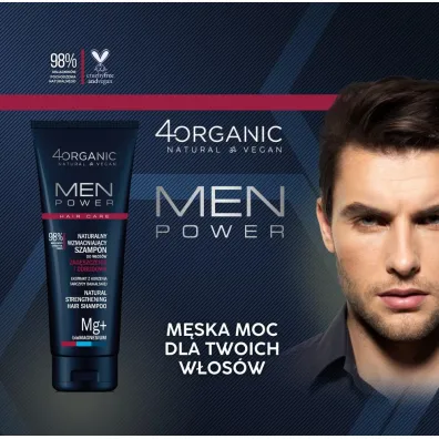 4organic Men Power Naturalny wzmacniaj�cy szampon zag�szczenie i odbudowa 250 ml