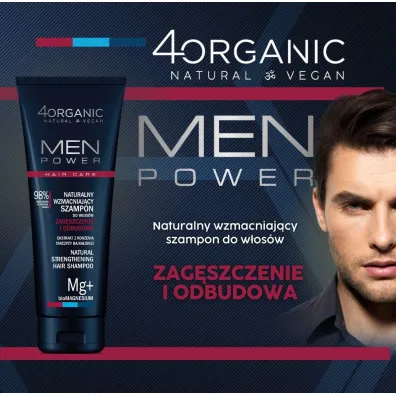 4organic Men Power Naturalny wzmacniaj�cy szampon zag�szczenie i odbudowa 250 ml