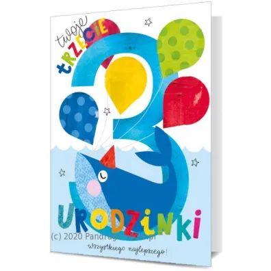 Pan Dragon Karnet B6 3 Urodziny - baloniki K.B6-1841