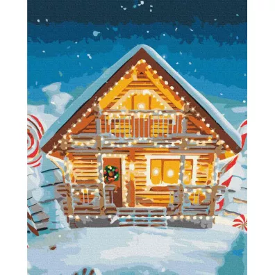 Malowanie po numerach. Bajeczny dom noworoczny 40 x 50 cm