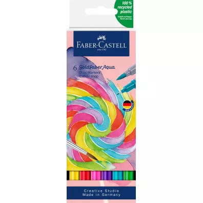Faber-Castell Pisak akwarelowy goldfaber aqua dwustronny zestaw candy shop 6 szt.