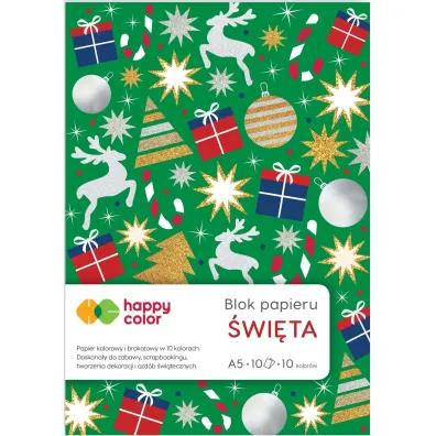 Happy Color Blok kolorowy i brokatowy XMAS A5 10 kartek