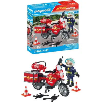 Playmobil Action Heroes Motocykl stra�y po�arnej na miejscu wypadku 71466