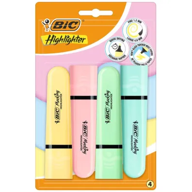 Zakre�lacz Flat Pastel Highlighter mix 4 szt BIC