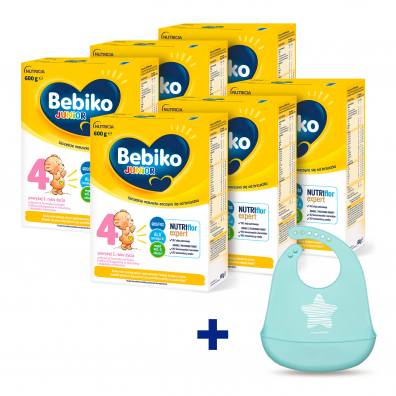 Bebiko Zestaw Junior 4 Odywcza formua na bazie mleka dla dzieci powyej 2. roku ycia + Canpol Babies liniak seledynowy 6 x 600 g