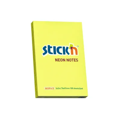 Stickn Notes samoprzylepny ��ty neon 76x51mm 100 kartek