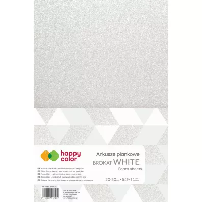 Happy Color Arkusze piankowe brokatowe A4, biae, 5 arkuszy biae 5 szt.