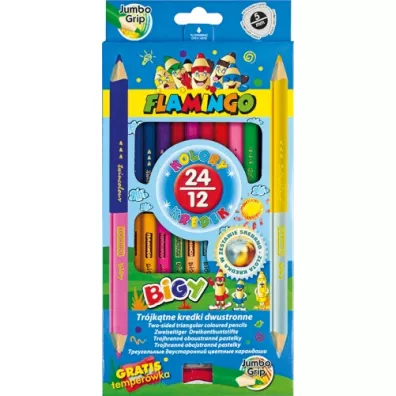 Hasta Kredki o��wkowe tr�jk�tne Jumbo dwustronne 24 kolor�w 12 szt.