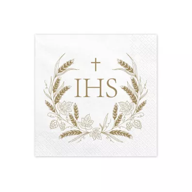 PartyDeco Serwetki Komunia IHS z�ote 33x33cm