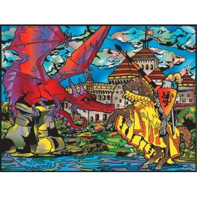 Kolorowanka welwetowa 47x35cm Smok i zamek