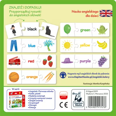 Puzzle Kapitan Nauka. Uk�adanki malucha. Angielski. Kolory 1-3 lata Edgard