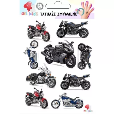 Tatua�e zmywalne dla dzieci �cigacze motory All4Kids