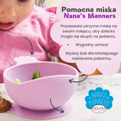 Nana`s Manners Etap 1, Miska silikonowa z przyssawk� i uchwytem, fioletowa