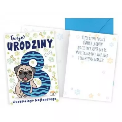 Kukartka Karnet B6 Urodziny 8 Piesek