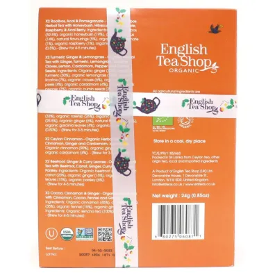 English Tea Shop Organic Kolekcja herbatek owocowo-zio�owych piramidki (super goodness - 6 smak�w) 12 x 2 g Bio