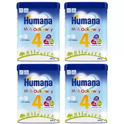 Humana 4 Mali Odkrywcy Napj mleczny w proszku po 24. miesicu zestaw 4 x 650 g
