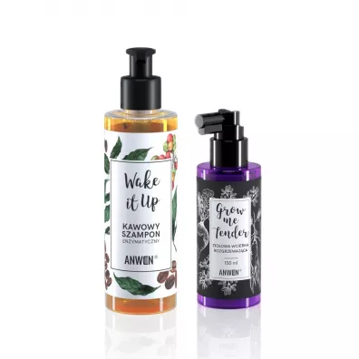 Anwen Zestaw do mycia i piel�gnacji w�os�w: enzymatyczny szampon kawowy + zio�owa wcierka rozgrzewaj�ca 200 ml + 150 ml