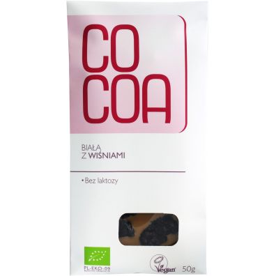 Cocoa Tabliczka biała z wiśniami 50 g Bio