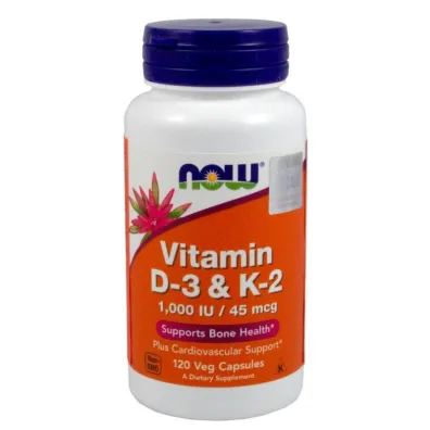 Now Foods Witamina D-3 i K2 1000 IU/45 mcg Suplement diety 120 kaps.