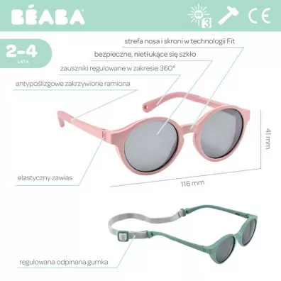 Beaba Okulary przeciwsoneczne dla dzieci 2-4 lata Misty rose