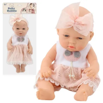 Lalka bobas 30cm w r�owej sukience LeanToys