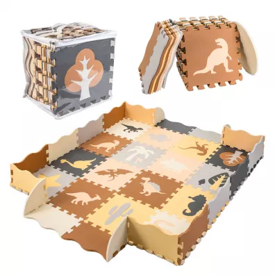 Mata edukacyjna piankowa puzzle brzowa 143 x 143 cm 36 elementw
