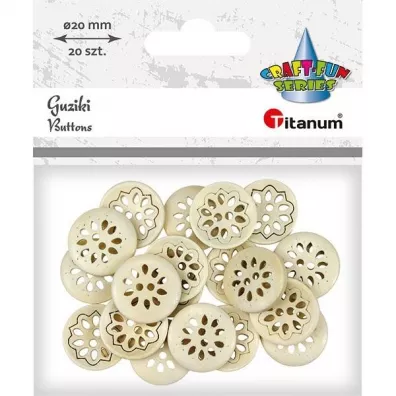 Titanum Guziki drewniane a�urowy kwiat 20 mm