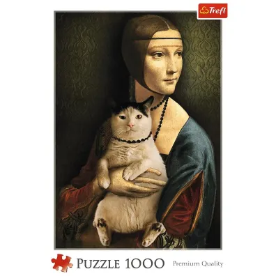 Puzzle 1000 el. Dama z kotem Trefl