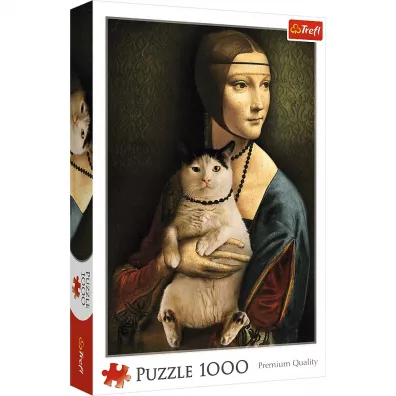 Puzzle 1000 el. Dama z kotem Trefl