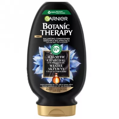 Garnier Botanic Therapy odywka balansujca do przetuszczajcych si wosw i suchej skry gowy Wgiel Aktywny i Olej z Czarnuszki 200 ml