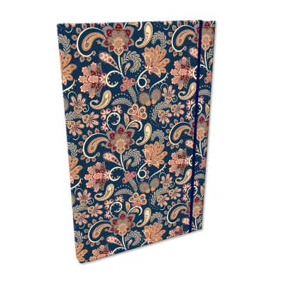Bee-bee Notes A5 z gumk� Soft Touch Paisley Kwiaty Blue kratka