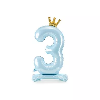 PartyDeco Stoj�cy balon foliowy 3 b��kitny 84cm