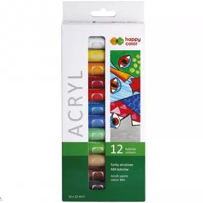 Happy Color Farby akrylowe, zestaw kolorystyczny, 12 kolor�w x 12 ml