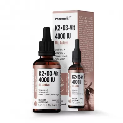 Pharmovit Clean label Witaminy K2+D3 4000 IU Oil Active Suplement diety 30 ml