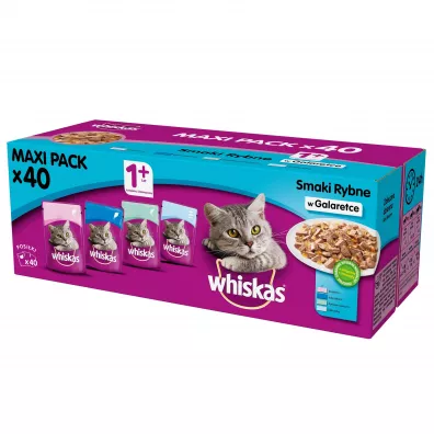 Whiskas Smaki rybne w galaretce. Karma pe�noporcjowa dla kot�w 1+ lat 40 x 100 g