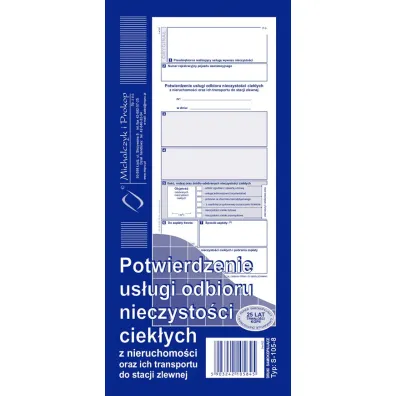Michalczyk i Prokop Potwierdzenie us�ugi odbioru nieczysto�ci ciek�ych oraz ich transportu do stacji zlewnej