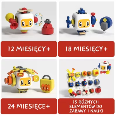 Tablica manipulacyjna z kostk� i doczepianymi elementami 12 m+ Top Bright