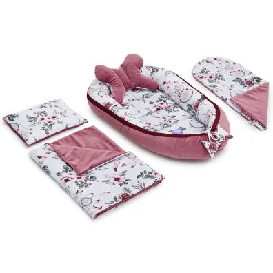 Jukki Zestaw 5-elementowy Velvet gniazdko - Summer Dream i Velvet w kolorze Old Rosa