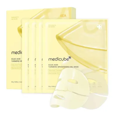 Medicube Brightening Gold Jelly Gel Mask �elowa maska do twarzy roz�wietlaj�ca 4 x 4 ml