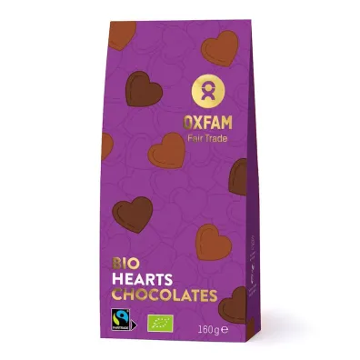 Oxfam Fair Trade Czekoladki walentynkowe serca 160 g Bio