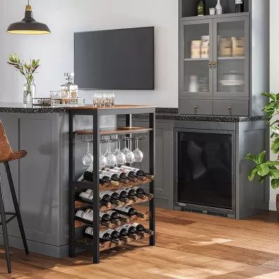 Songmics Stojak na wino i kieliszki LOFT barek
