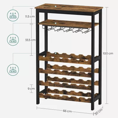 Songmics Stojak na wino i kieliszki LOFT barek