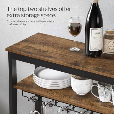 Songmics Stojak na wino i kieliszki LOFT barek