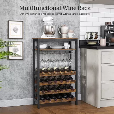 Songmics Stojak na wino i kieliszki LOFT barek