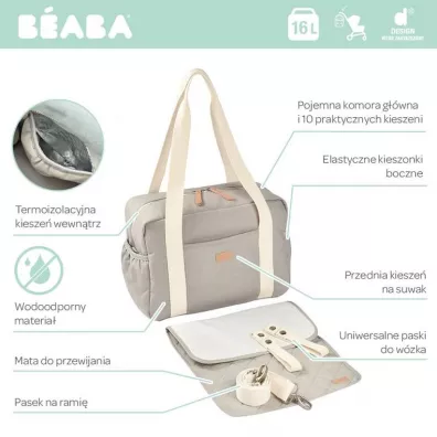 Beaba Torba dla mamy Geneva Paris Pearl grey szary